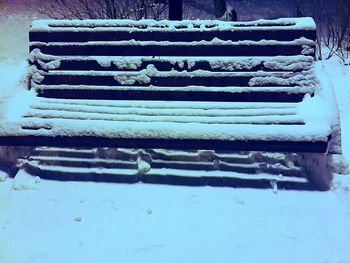 Close-up of snow on metal