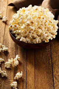 High angle view of food on table