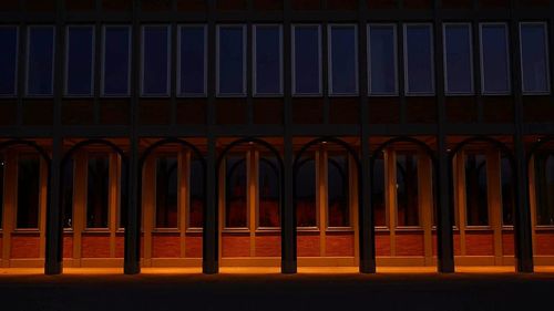 View of illuminated office building