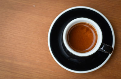 High angle view of coffee on table