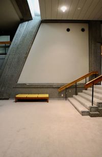 Empty benches in building