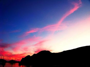 Silhouette of mountains at sunset