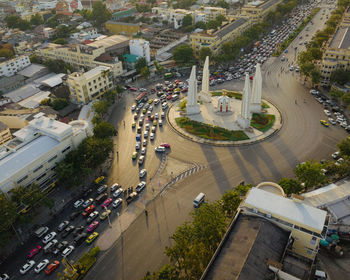 High angle view of city street