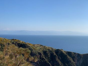 Scenic view of sea against clear sky