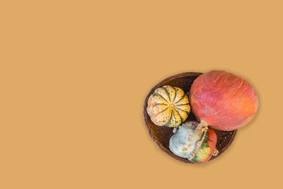 High angle view of fruits on table