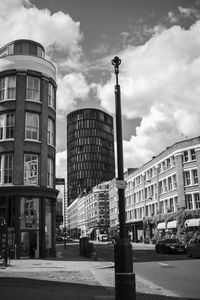 Low angle view of buildings in city