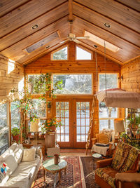 Interior of wooden house