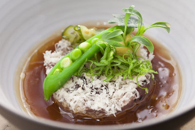 High angle view of vegetables in bowl