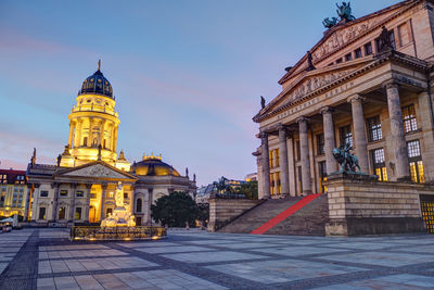 The famous gendarmenmarkt square in berlin at dawn