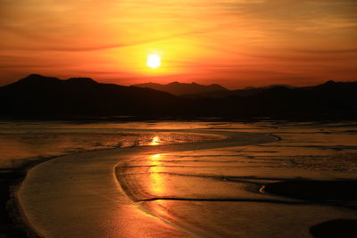 Scenic view of sunset over sea