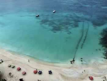 High angle view of people on beach