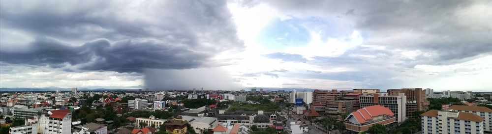 High angle view of townscape against sky