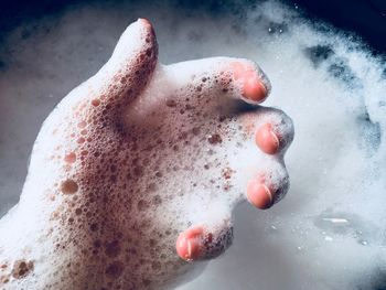 Close-up of wet ice cream in water