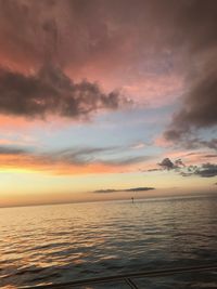 Scenic view of sea against dramatic sky