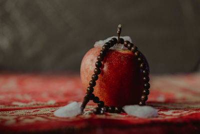 Close-up of strawberry on table