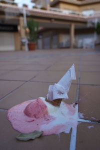 Close-up of ice cream on table