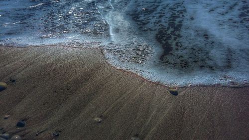 Waves breaking on shore