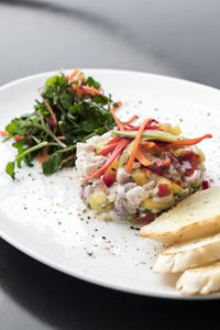 Close-up of salad served in plate