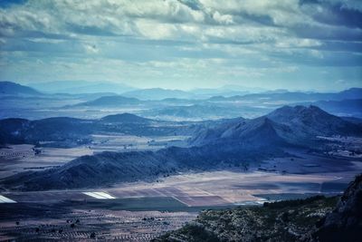 Scenic view of mountains against sky