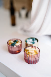 Close-up of cupcakes on table