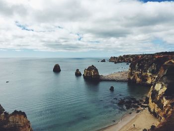 Scenic view of sea against cloudy sky