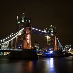 Bridge over river at night