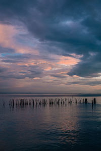 Scenic view of sea against sky at sunset