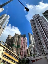 Low angle view of buildings against sky in city