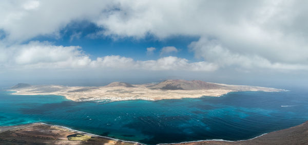 View of the la graciosa, seen from the mirador del rio, lanzarote, canary islands, spain