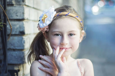 Portrait of cute girl smiling