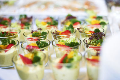 Close-up of food served on table