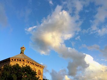 Low angle view of skansen kronan against cloudy sky