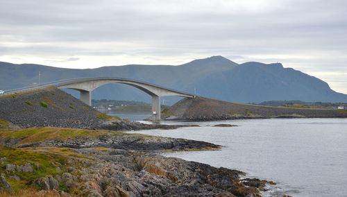 Atlantic oceanic road bridge on a cloudy day