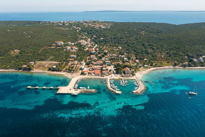 Aerial view of premuda island, the adriatic sea in croatia