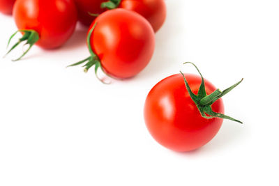 Close-up of tomatoes against white background