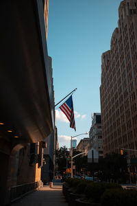 Low angle view of american flag