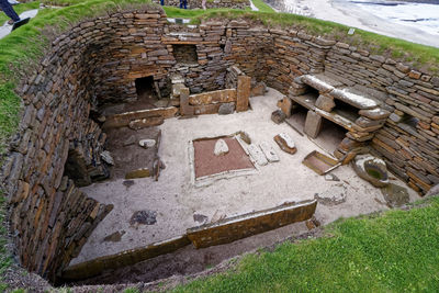 High angle view of old ruin building