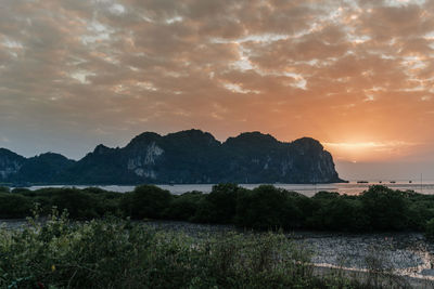 Scenic view of sea against sky during sunset