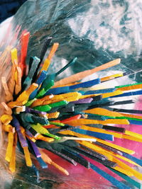 Close-up of multi colored water