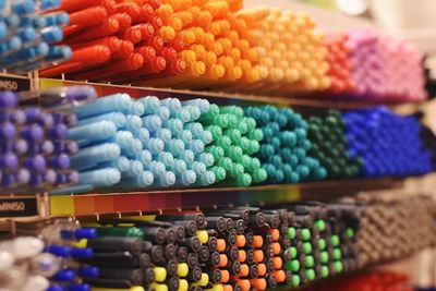 Close-up of multi colored for sale at market stall