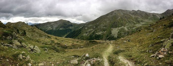 Panoramic view of mountains against sky