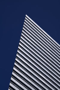 Low angle view of modern building against clear blue sky