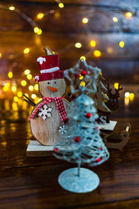 Close-up of christmas decoration on table