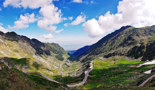 Panoramic view of mountains against sky