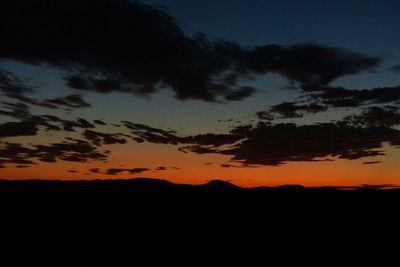 Dramatic sky over silhouette landscape