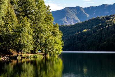 Scenic view of lake and mountains