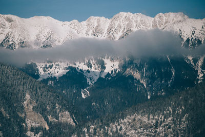 Scenic view of snow mountains against sky