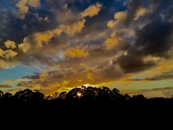 Silhouette trees against sky during sunset