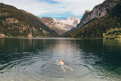 Ducks swimming in lake