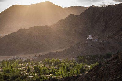 Scenic view of mountains against clear sky